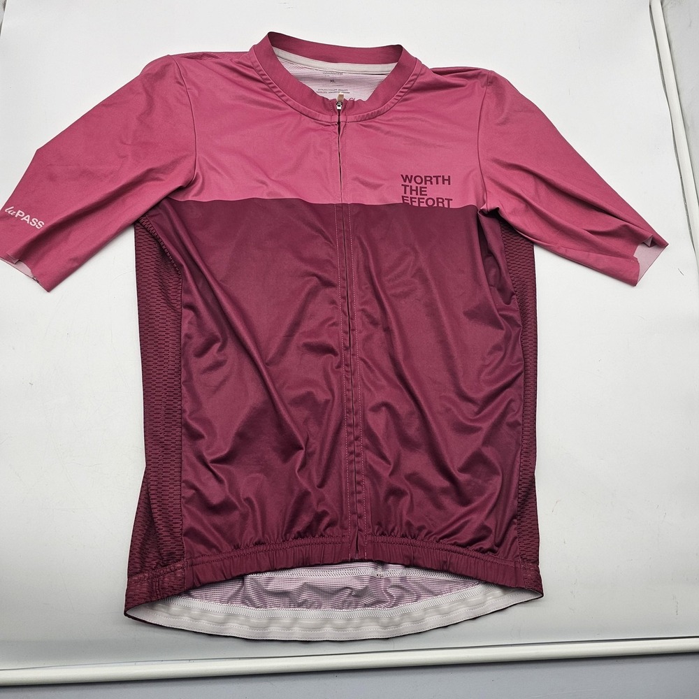 La Passione Cycling Jersey Mens XL Pink Worth The Effort Full Zip Colorblock